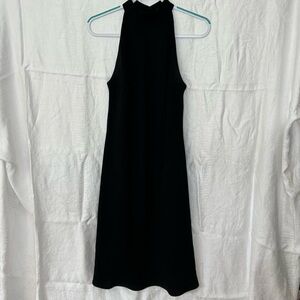 Jones Wear New York Elegant Black Midi Dress- Halter Neckline & Open Back Detail